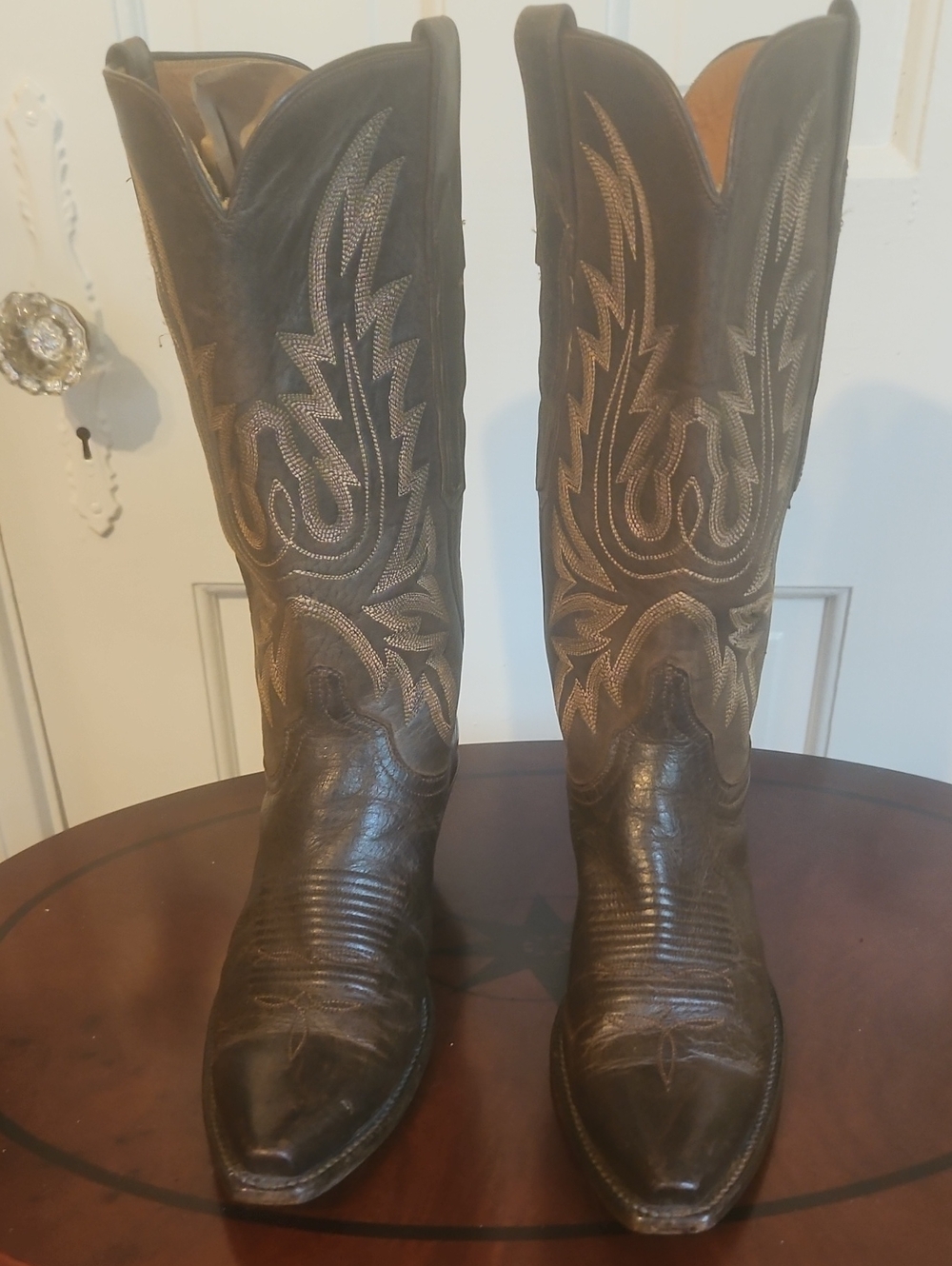 Womens Lucchese Brown Goat Leather Western Cowboy Boots